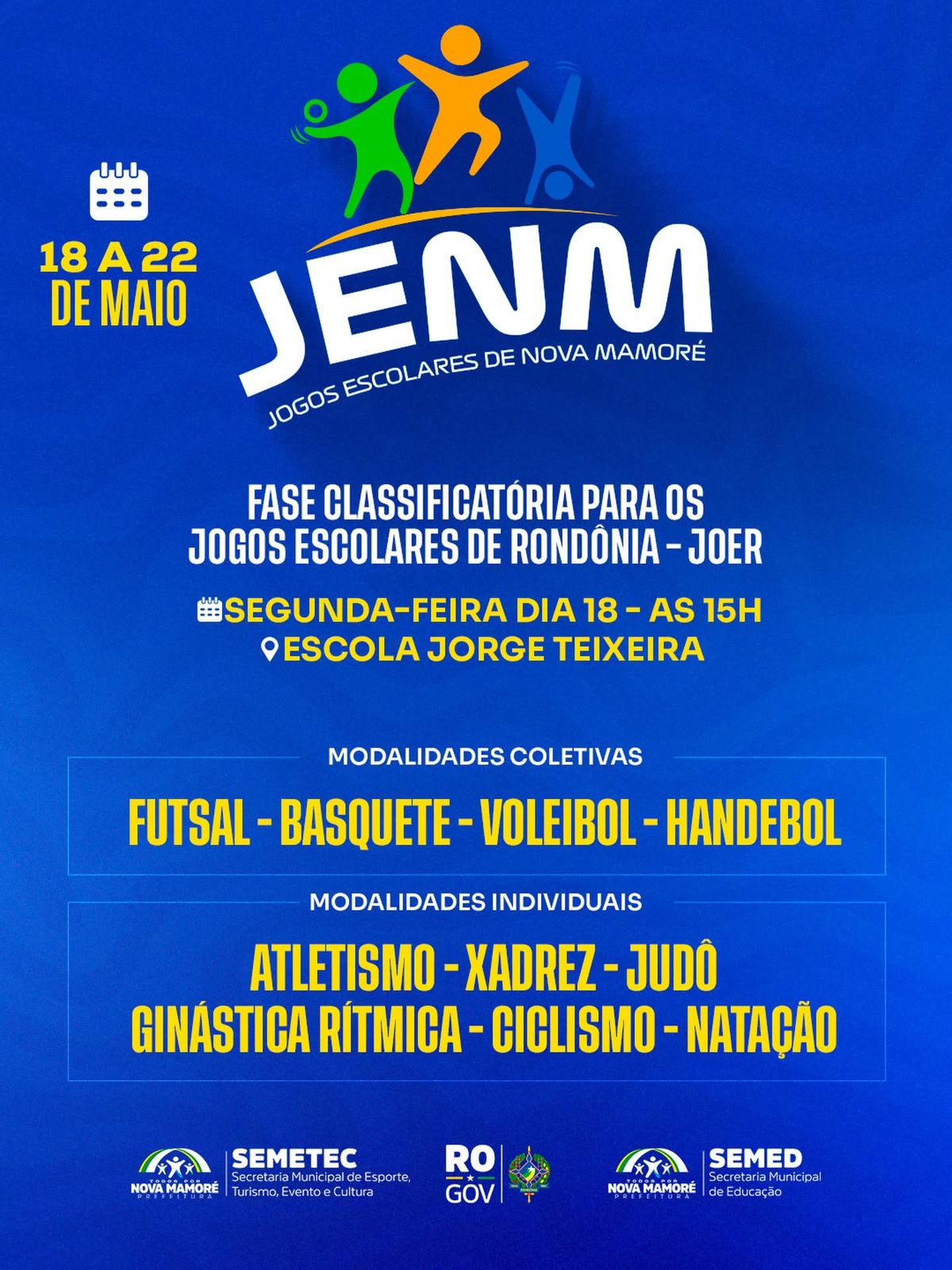 Nova Mamoré realiza JENM 2026 entre os dias 18 e 22 de maio