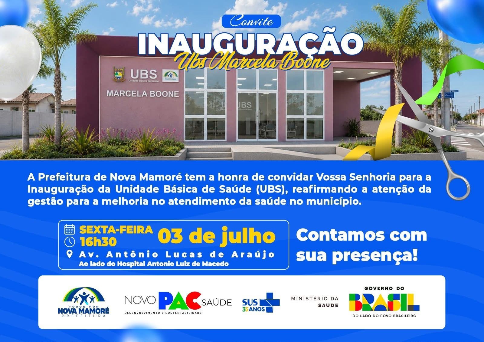 Convite para a Inauguração da UBS Marcela Boone