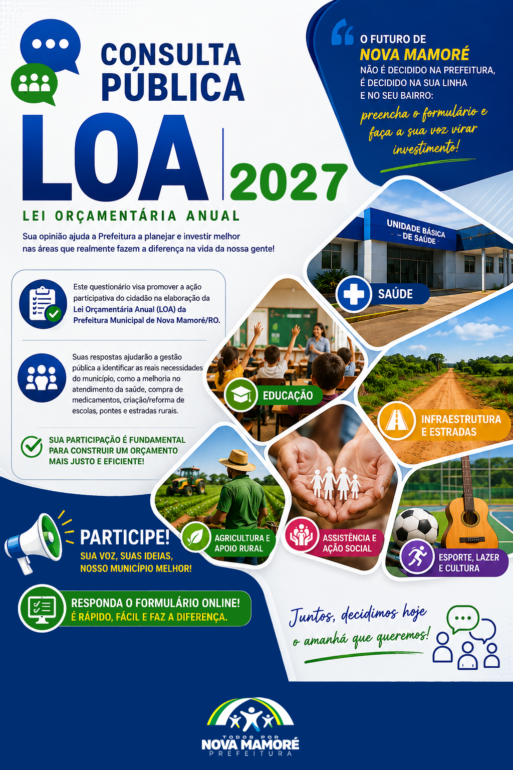 Prefeitura de Nova Mamoré abre Consulta Pública para elaboração da LOA 2027