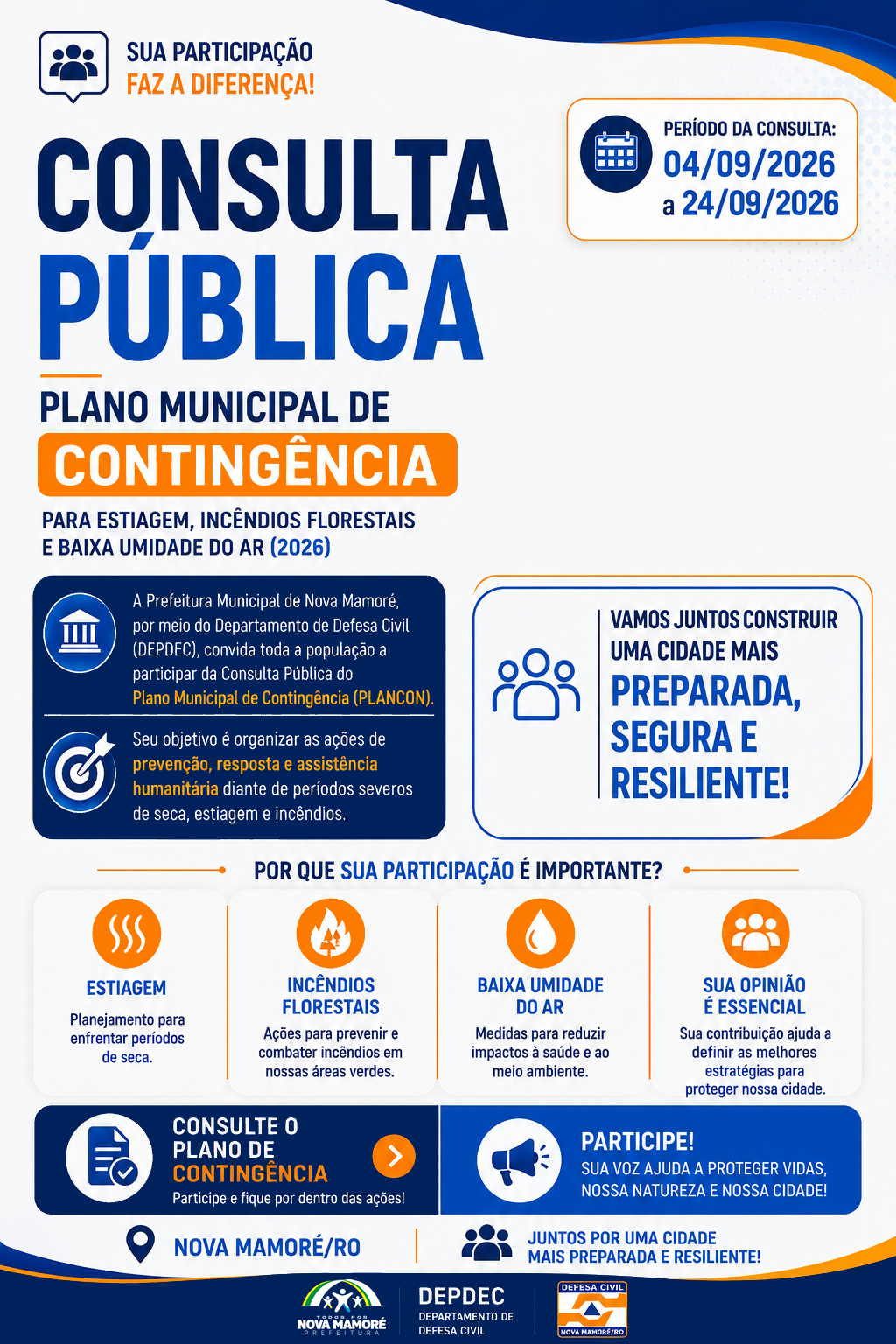 Nova Mamoré abre Consulta Pública para construção do Plano Municipal de Contingência